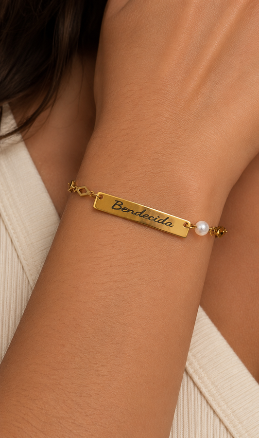 Pulsera Personalizada con Grabado laser | Acero Inoxidable Dorado