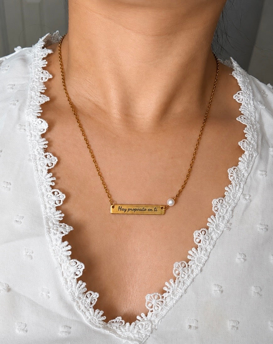 Collar Personalizado con Grabado Laser | Acero Inoxidable Dorado