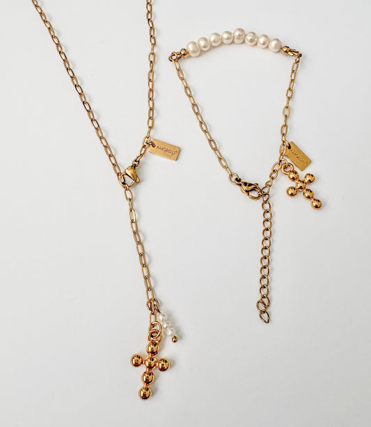 Set "Fe que permanece" | Collar y Pulsera con Cruz