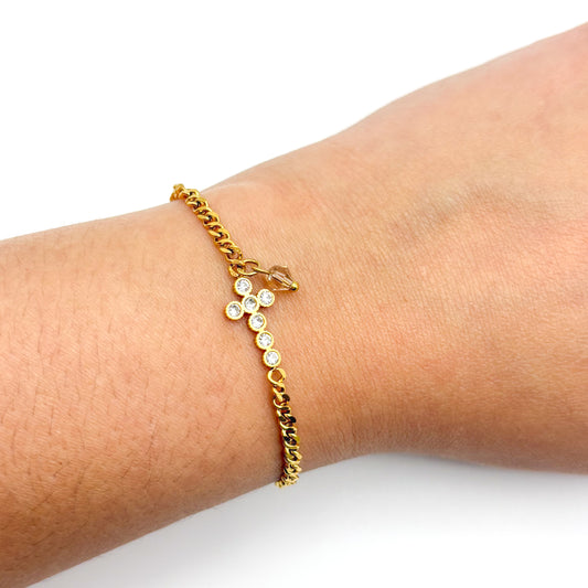 Pulsera cruz en circonias
