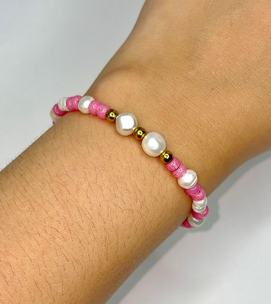 Rosa y perlas Bracelet