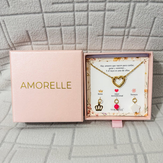 Para mamá: Collar con tres charm set